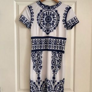 SHEIN white and blue patterned dress